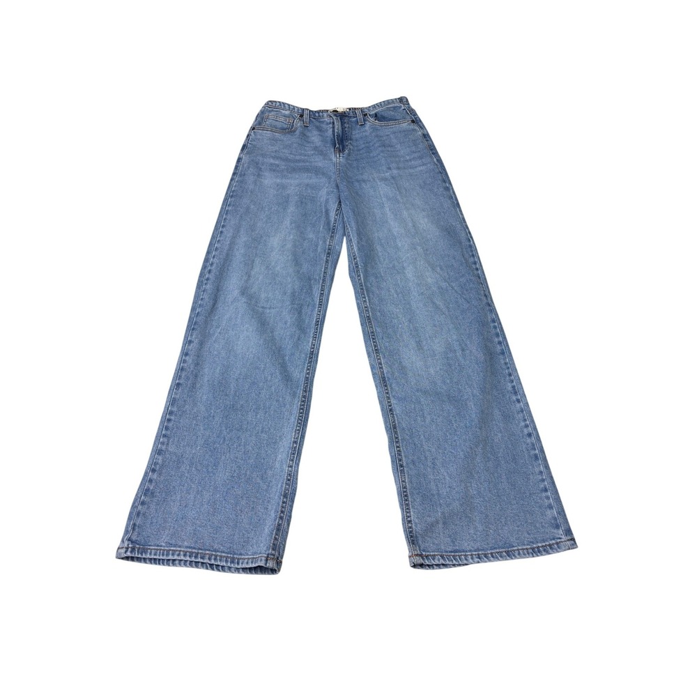 OAT New York Wide Leg Jeans Womens 6/28 L31 Blue Comfort Weave Denim P0354-ID‎